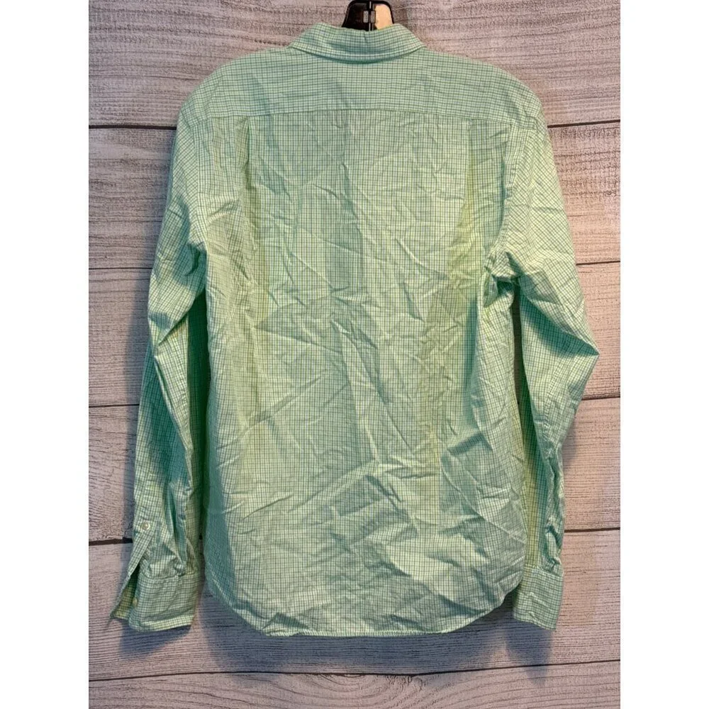 J.Crew Mens Slim Fit Button-Down Shirt Green Plaid Size M